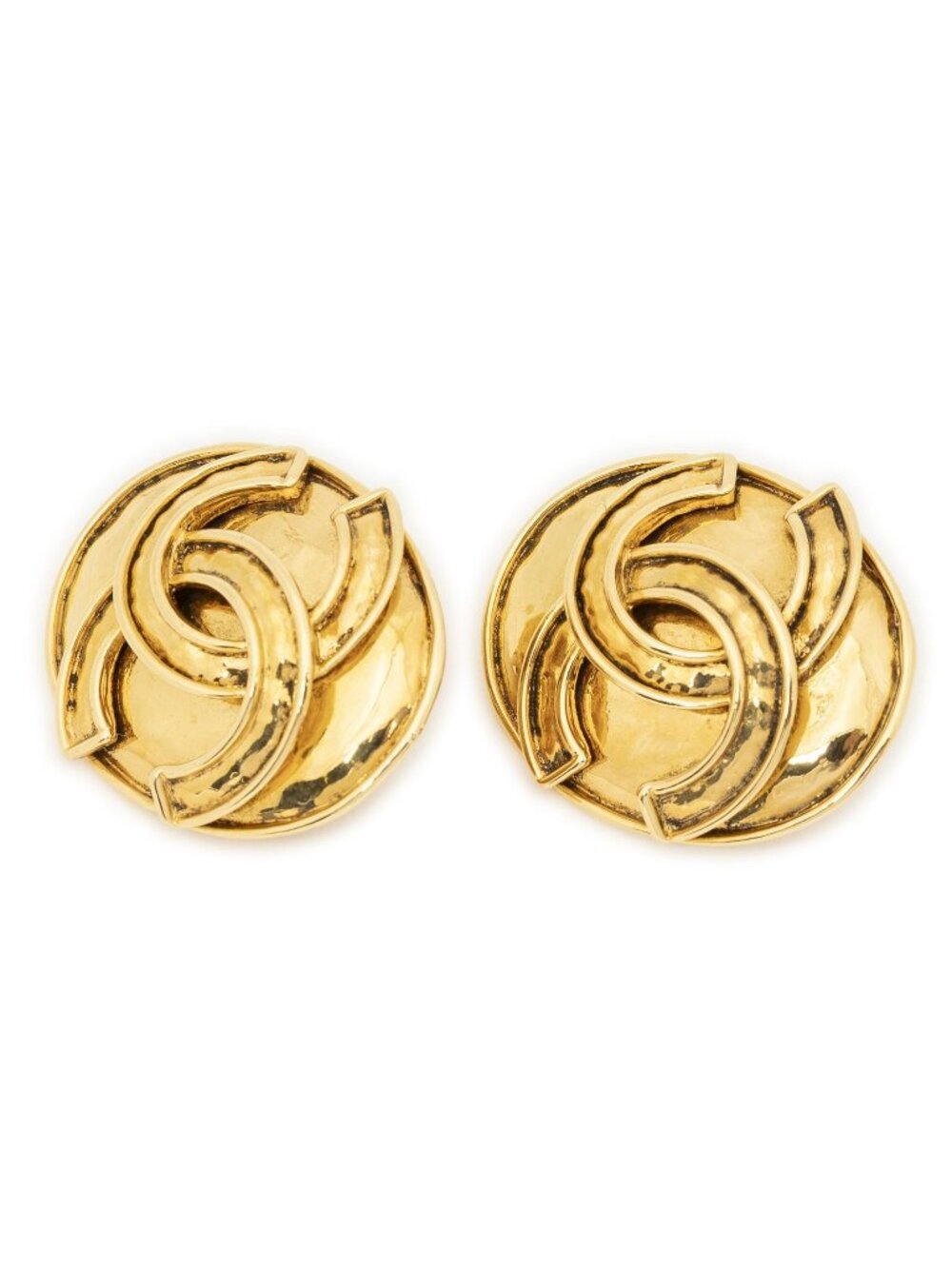 Chanel CC Oval Clip-On Earrings Gold Plated